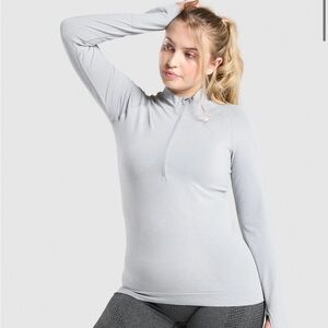 Gymshark Women's Light Gray Quarter-Zip Sweatshirt